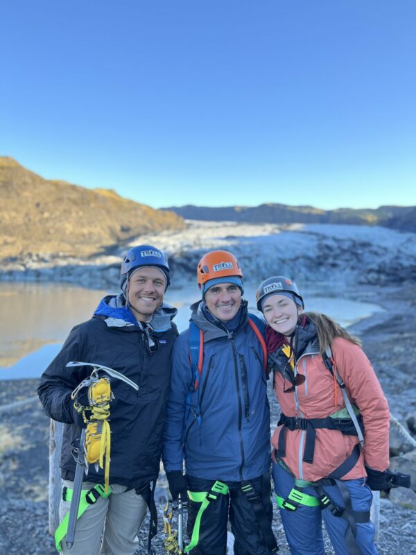 (from right to left) Assistant Director, Claudia Bueermann, Director Chad Olcott, and long time Apogee leader, Connor Chess getting ready to go out with Troll Expeditions! 