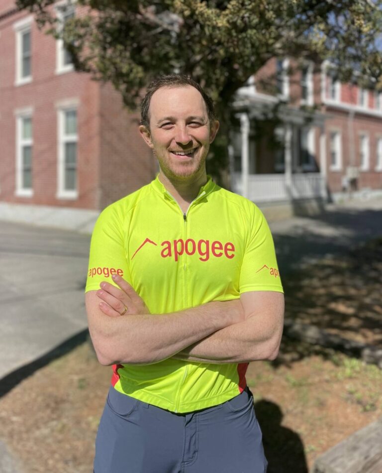 Associate Director Jack is ready to ride in the men’s cut bike jersey