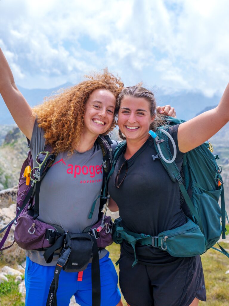 Trip Leader Ellie wearing the tee in the Pyrenees!