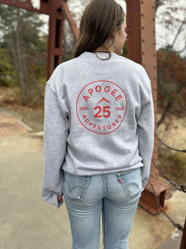 Lucia modeling the 25th anniversary logo on the back.
